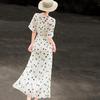 Lansere Polka Dot Ruffled V-Neck Midi Dress