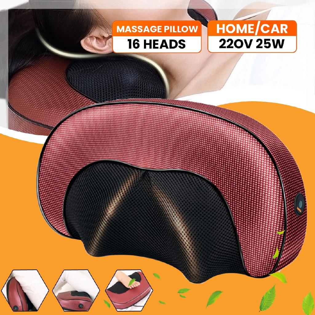 16 Heads Electric Neck Back Heat Massage Pillow Shiatsu Shoulder Deep Kneading Massager Infrared therapy for shiatsu