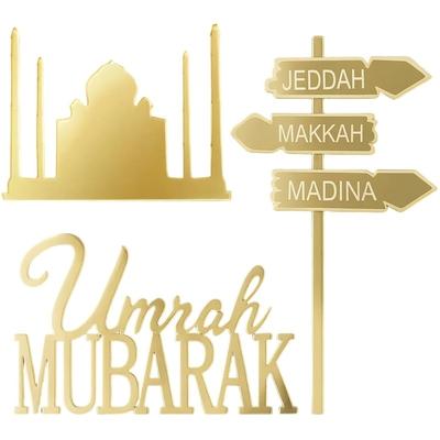 3 ks Umrah Mubarak Topper na dort, Cupcake a Dortové Dekorace pro Eid Ramadan