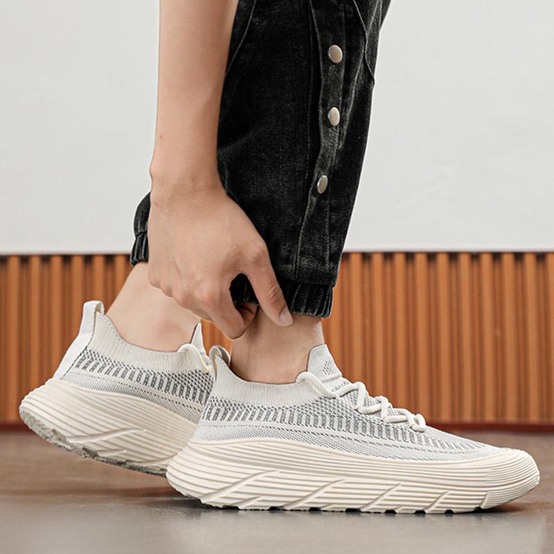 Casual Men's Breathable Mesh Summer Breathable Solid Color Men's Sneakers Casual Sneakers Four Seasons Lace-Up Fashion Shoes