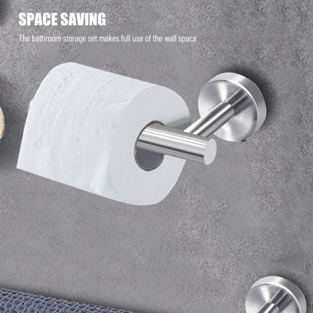 4 Pieces Bathroom Hardware Accessories Set Towel Bar Robe Hooks Toilet Paper Holder 304 Stainless