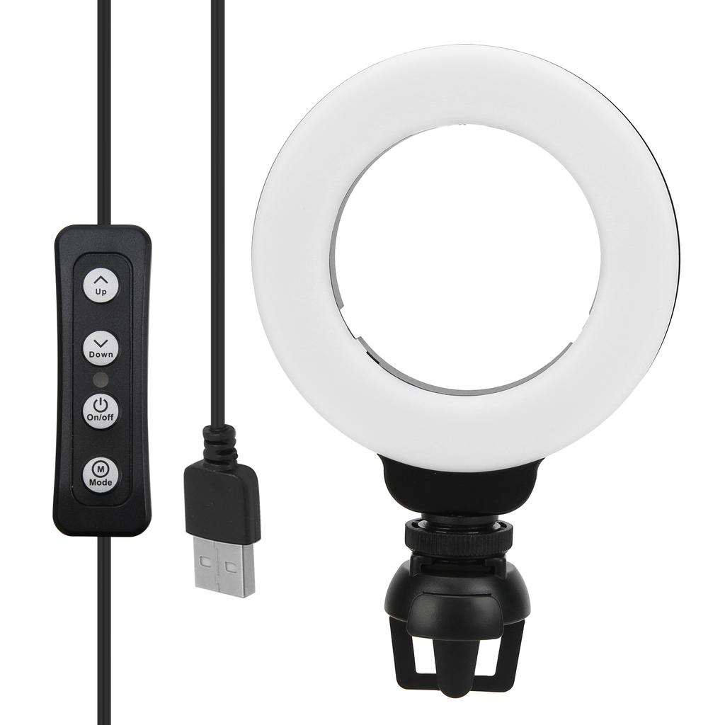 4in LED Dimmable Ring Light Selfie Fill Light with Clip for Live Video for Laptop Tablet PC