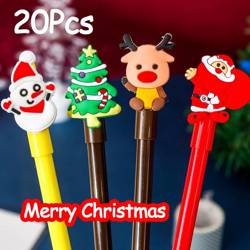 20Pcs/ Lot Cute Kawaii Christams Gel Pens Cartoon Puppy Santa Snowmen Christmas Tree Writing Stationery School Office Gift Holiday Gift Novelty Statio