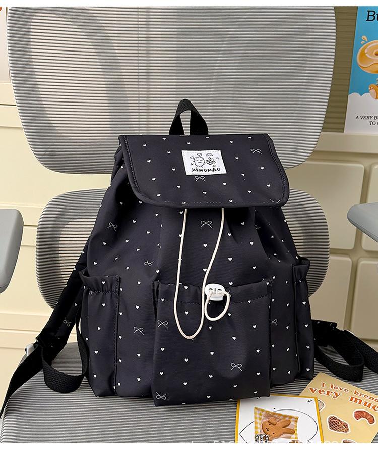 Schultasche Koreanisches Polka-Dot-Muster Mädchenrucksack niedlich süß hoher Wert Kordelzug Schüler-Schultasche Reise kleiner Rucksack