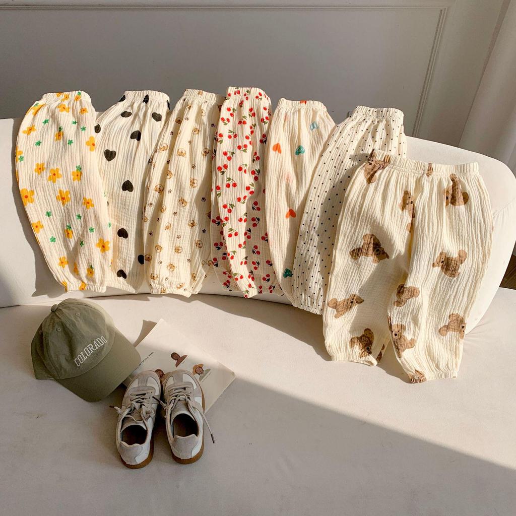 Korean-Style Baby Mosquito-Proof Cotton Gauze Lantern Pants for Spring/Summer 2025 - Unisex, Thin, Loose Harem Fit
