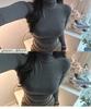 Elegant Thin Slightly See-Through High Neck Long Sleeve T-Shirt for Women - Figure-Flattering Autumn/Winter Style