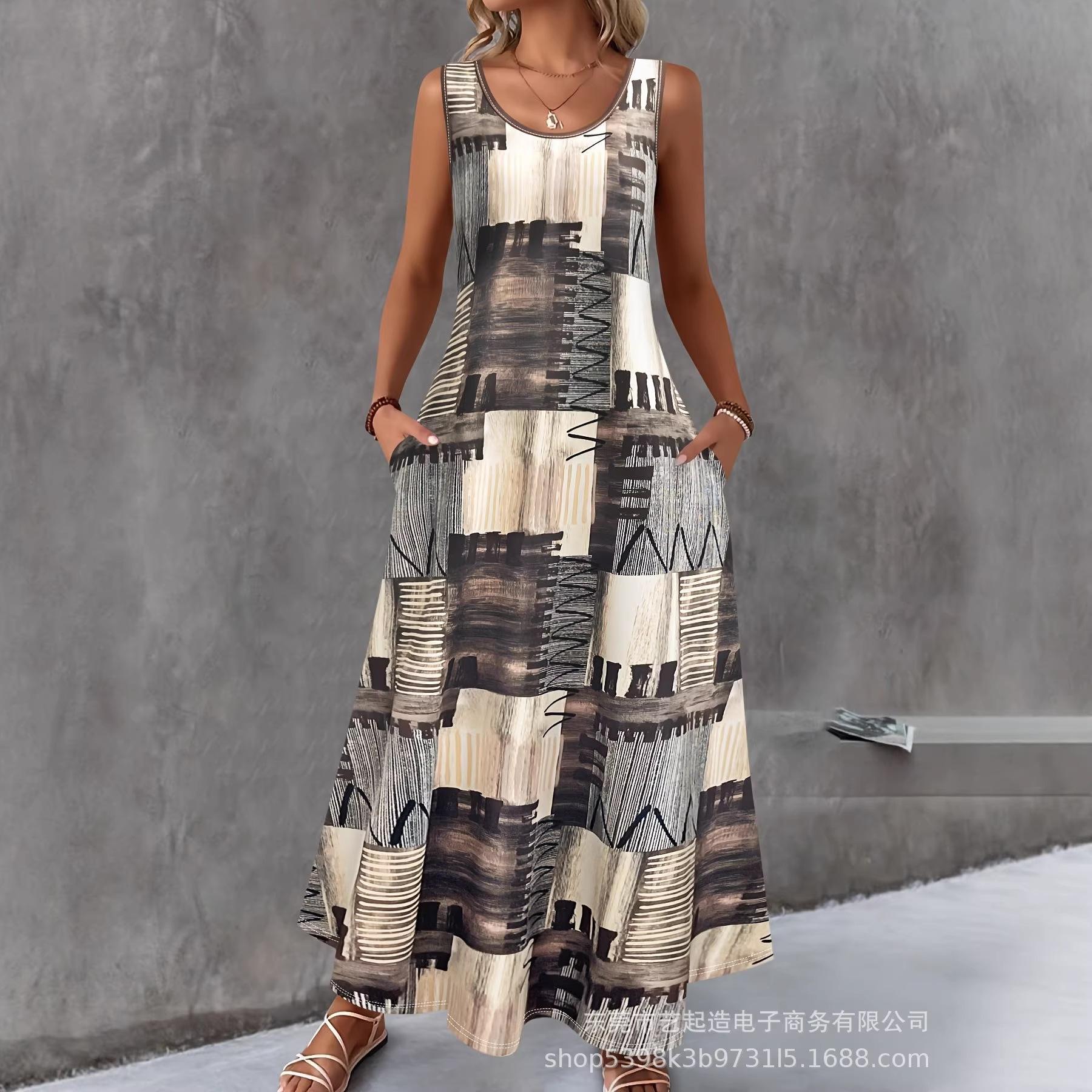 Women s 2025 Floral Print Round Neck Short Sleeve 3D Dress - Elegant Style Small