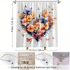 1Pc Valentine'S Day Floral Heart Shower Curtain With Colorful Butterflies - Polyester Fabric Bathroom Decor, 70. 8X70. 8 Inches,