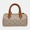 [Pre-Owned] Lauretos Removable Adjustable Leather Shoulder Strap Logo Pattern Interwoven Letter Canvas Mini Boston Bag - Excellent #SF008M