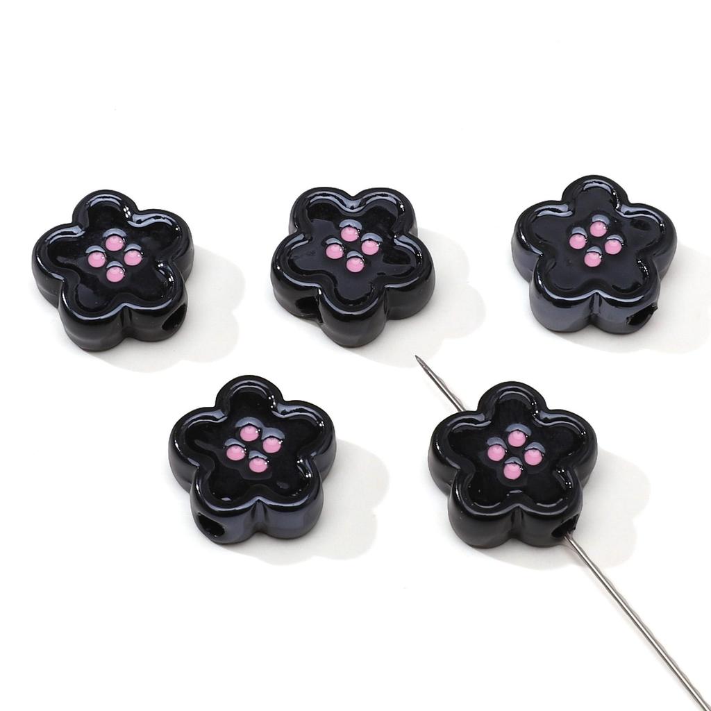 Acrylic Dopamine Oil Droplets Flower Button Beads for DIY Jewelry 1 Set
