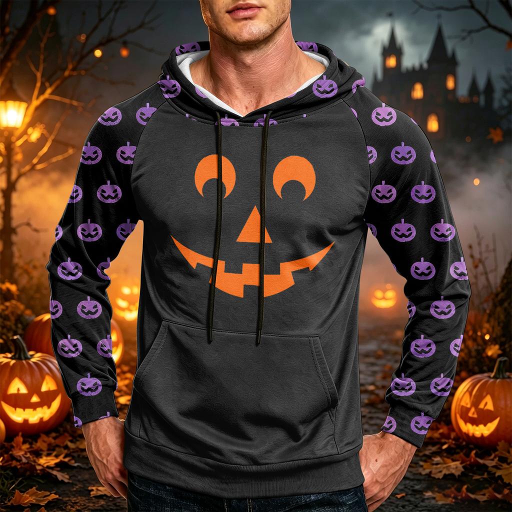 Men's Loose Fit Printed Hoodie with Pocket and Drawstring Casual Sweatshirt for Everyday Wear