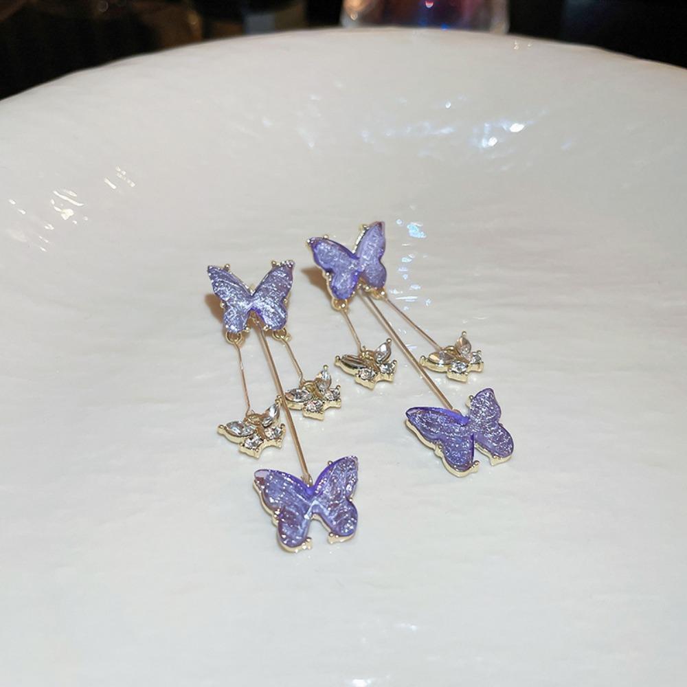 Zircon Inlaid Pearl Butterfly Geometric Earrings European and American Exaggerated High-end Stud Earrings Temperament Light Luxury Earrings