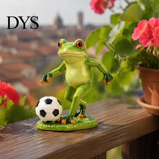 Stable Resin Figurine Football Player Frog Statue, Cute Garden Whimsical Waterproof Yard Statue for Outdoor Indoor Table Decor Decorative Grass