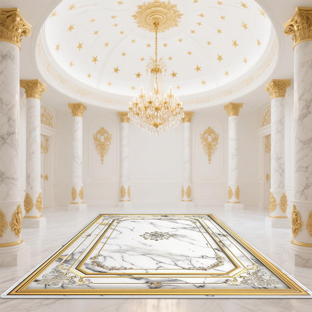 

Modern White Gold Marble Pattern CARPET FOR LIVE ROOM Decoration Home Luxury Large Area Rugs Entrance Door Mat Non-slip Rug 60x90cm