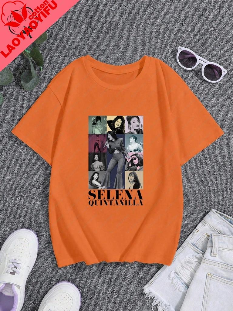 Singer SELENA Quintanilla Fashion Poster Printed Unisexs Shirt Everyday Casual Street Wear Springsummer Cotton 0 Neck Tshirt