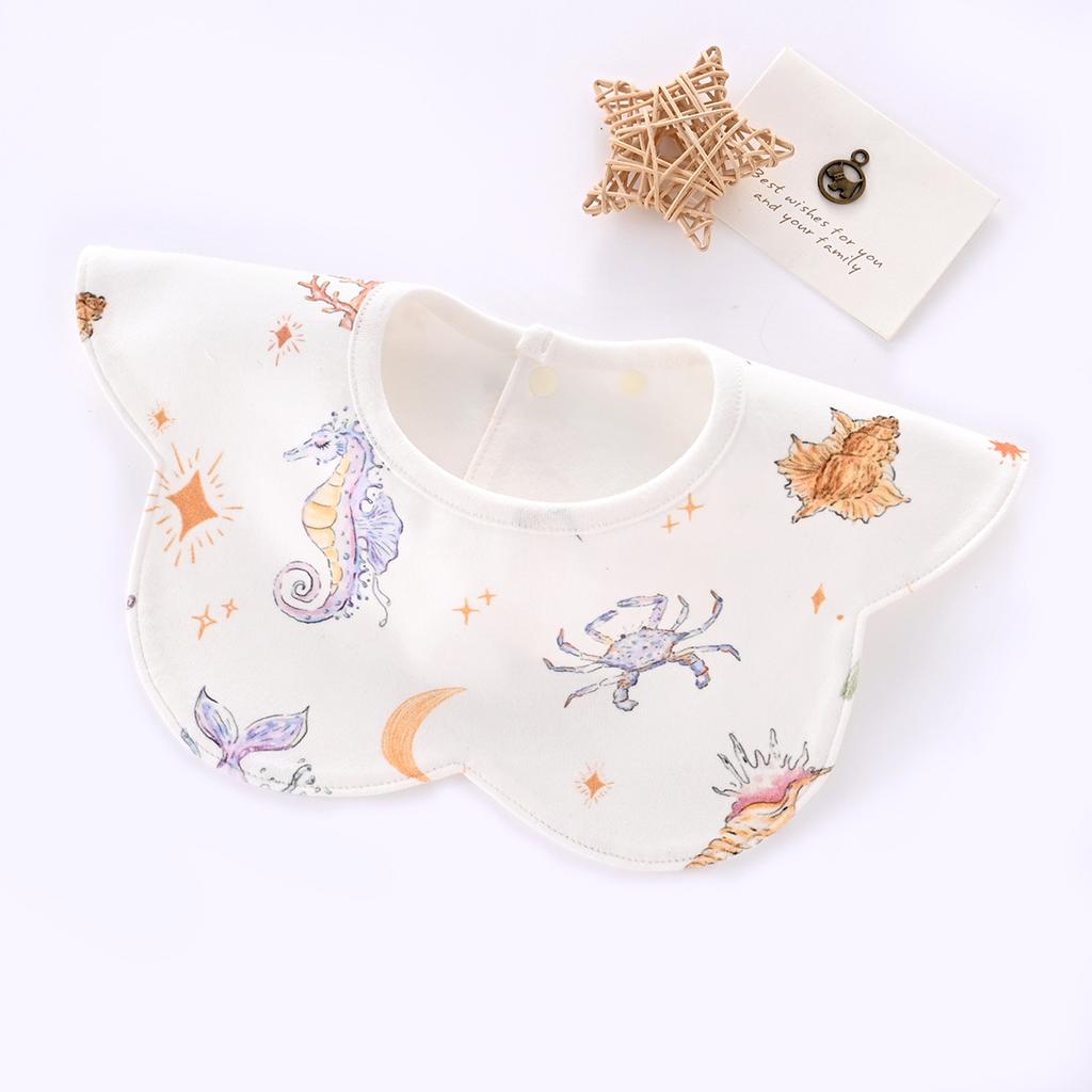 Customized Baby Double-Layer Combed Cotton Bib Saliva Towel Waterproof Spitting Up Bib Newborn Snood Swand Swivel Eating Pocket