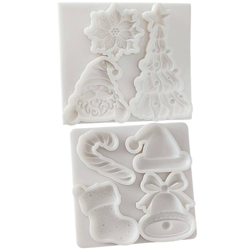 

WTEMPO DIY Creative Christmas Silicone Molds Christmas Series Theme Pattern Design Molds Festival Decorations Making Molds Easy To Demold and Reusable 2pcs белый