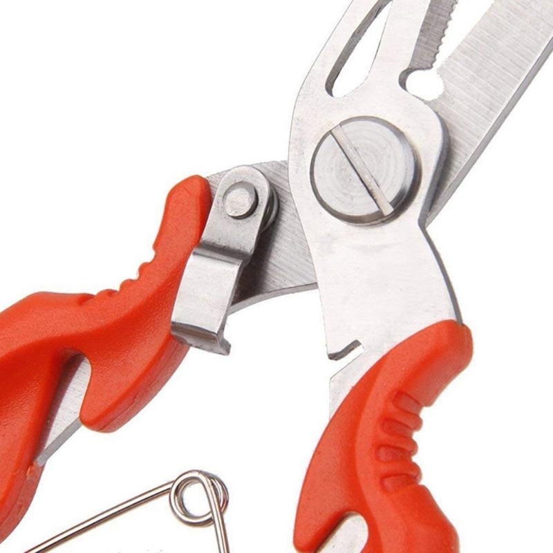 Fishing Plier Multitool Stainless Pliers Multifunctional Braided Fishing Line Cutter Split Rings Pliers with Safety Lock