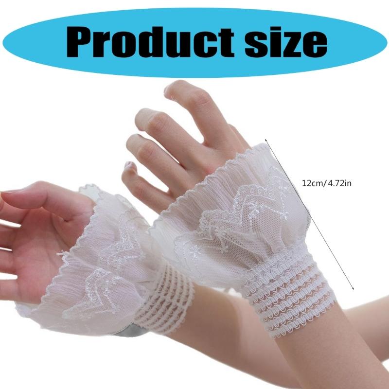 Lace Ruffle Cuff Sleeves for Bride Women Wrist Cuffs Detachable Faux Sleeves Sweater Elastic Cuffs Decorative Handwear