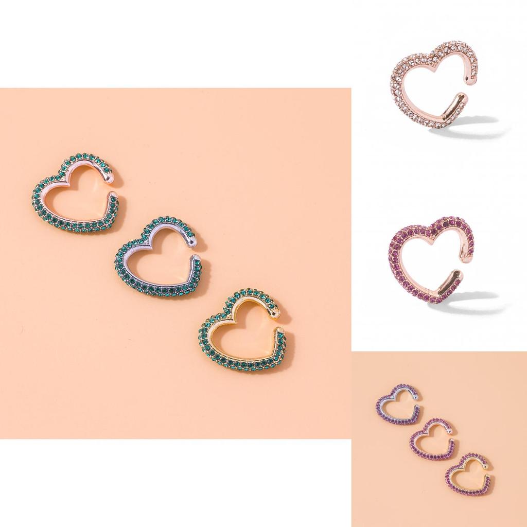 Crystal Multicolor Chic Heart Ear Cuffs For Men And Women Fashion Jewelry
