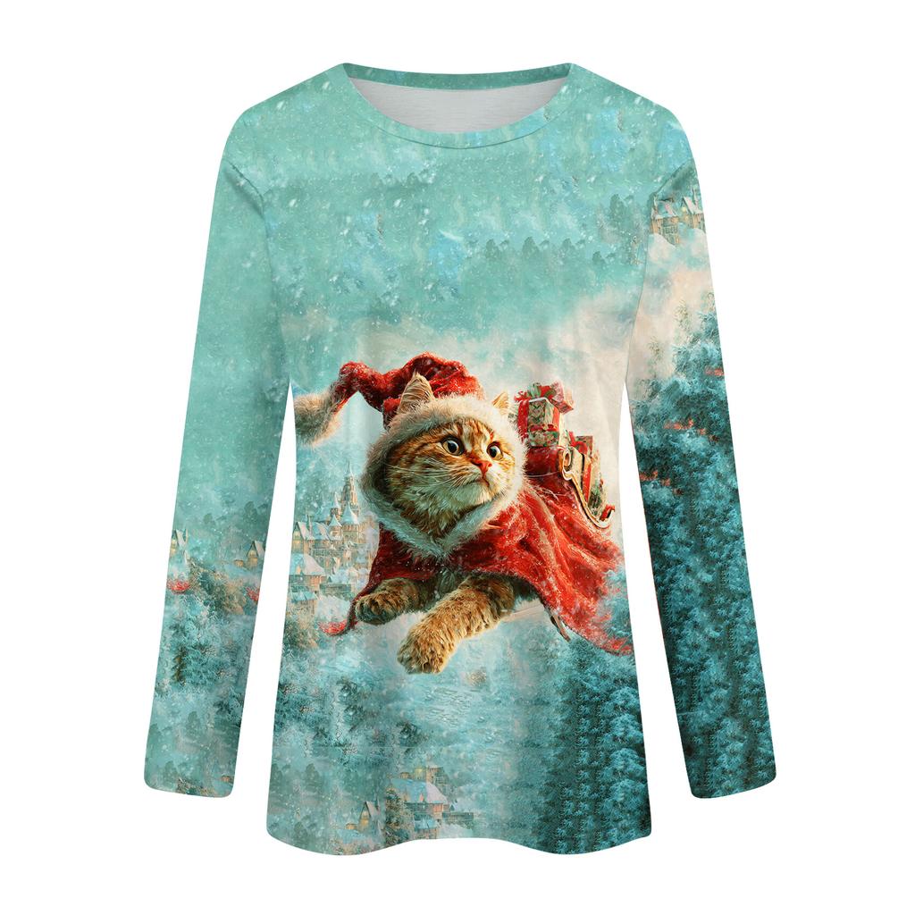 Košile s dlouhým rukávem pro ženy Roztomilý potisk Grafika Trička Halenky Běžné Velikosti Zásadní topy Pulovr