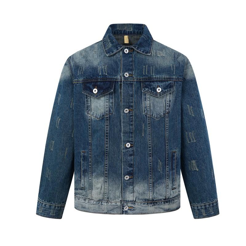 Mens Oversized Washed Denim Jacket Streetwear Loose Fit Vintage Casual Outerwear Fall