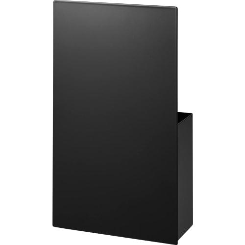 Yamazaki Tower, a hidden magnetic wrap holder in black, measuring 17.8cm W x 8.3cm D x 33.5cm H. This floating, hidden storage lap stand is part of th