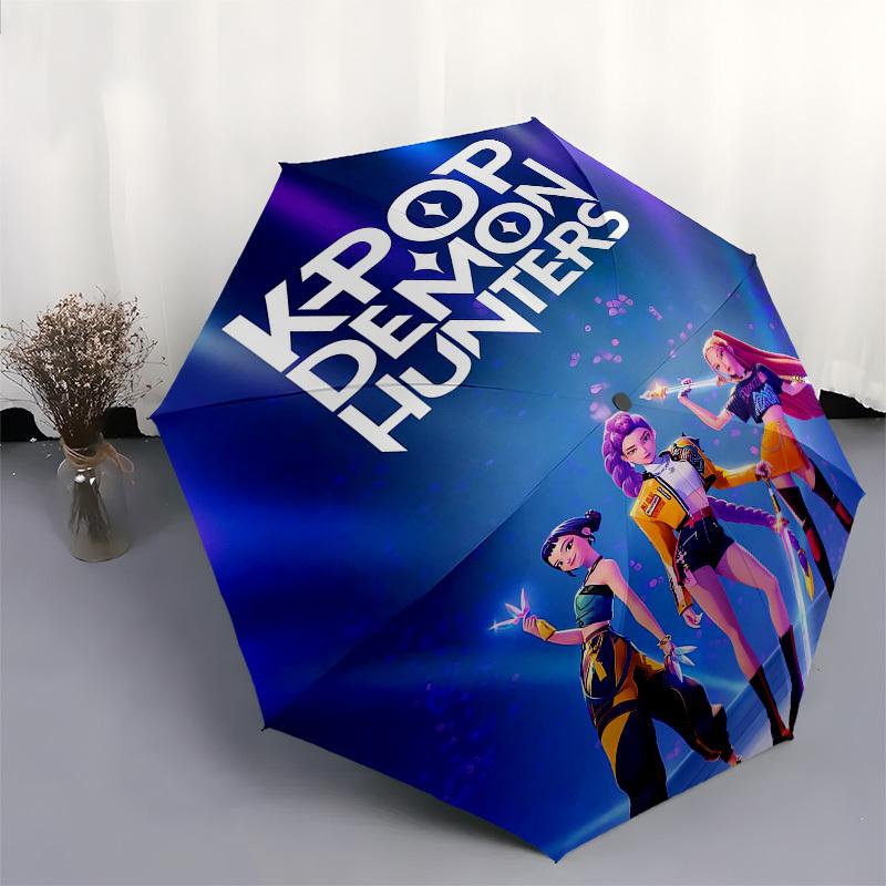 1pc KPOP DEMON HUNTERS Umbrella with Plastic Handle,Suitable for All Seasons Home Travel Outdoor UmbrellaFP039