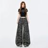 Women Camouflage High Waist Wide Leg Loose Jeans