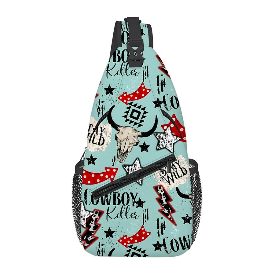 Cowboy Pattern Small Chest Bag Men's and Women's Best Gift 2D Cartoon Large Capacity Outdoor Sports Leisure Fashion Backpack