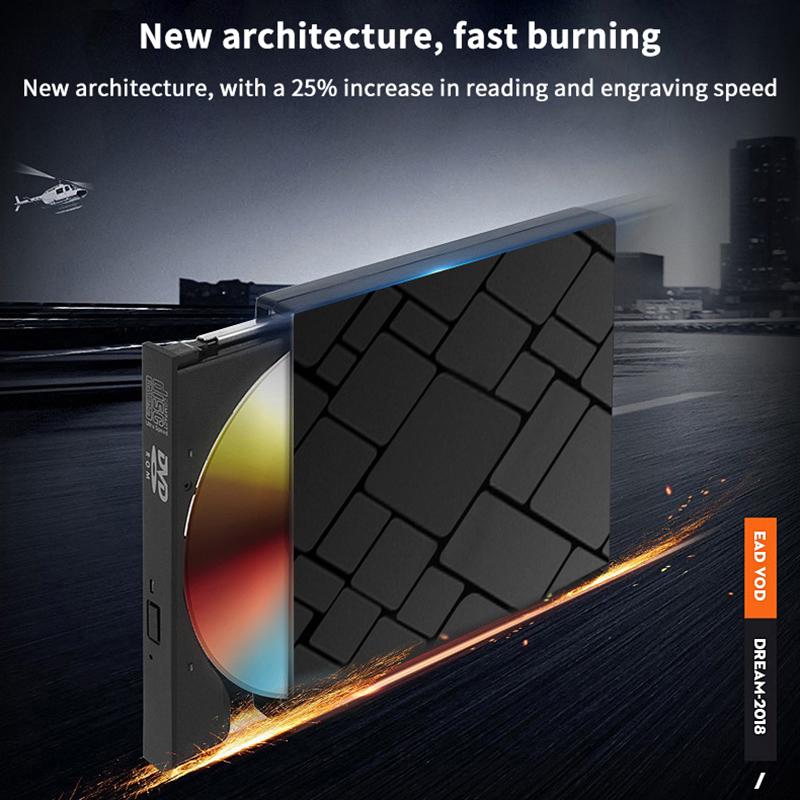 Typec+USB 3.0 Externes Blu-Ray-Laufwerk CD24X High-Speed-Laufwerk Werkzeuge Und Brennschreiber-Adapter DVD CD Extern Multifunktion A3Y9