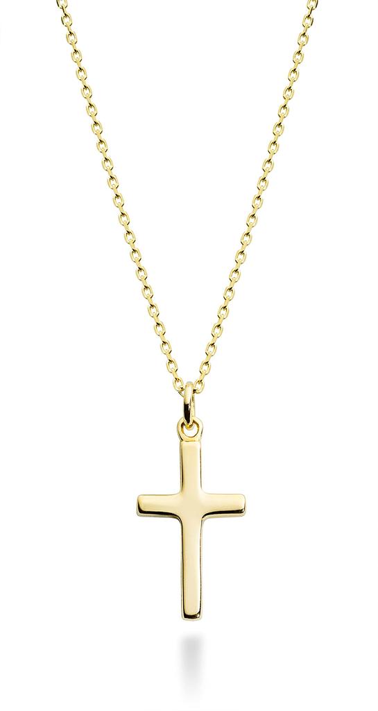 Miabella Italian 925 Sterling Silver or 18K Gold Plated Small Cross Pendant Necklace for Women, 18-inch Chain Included, Made In Italy, 22mm X 12mm,
