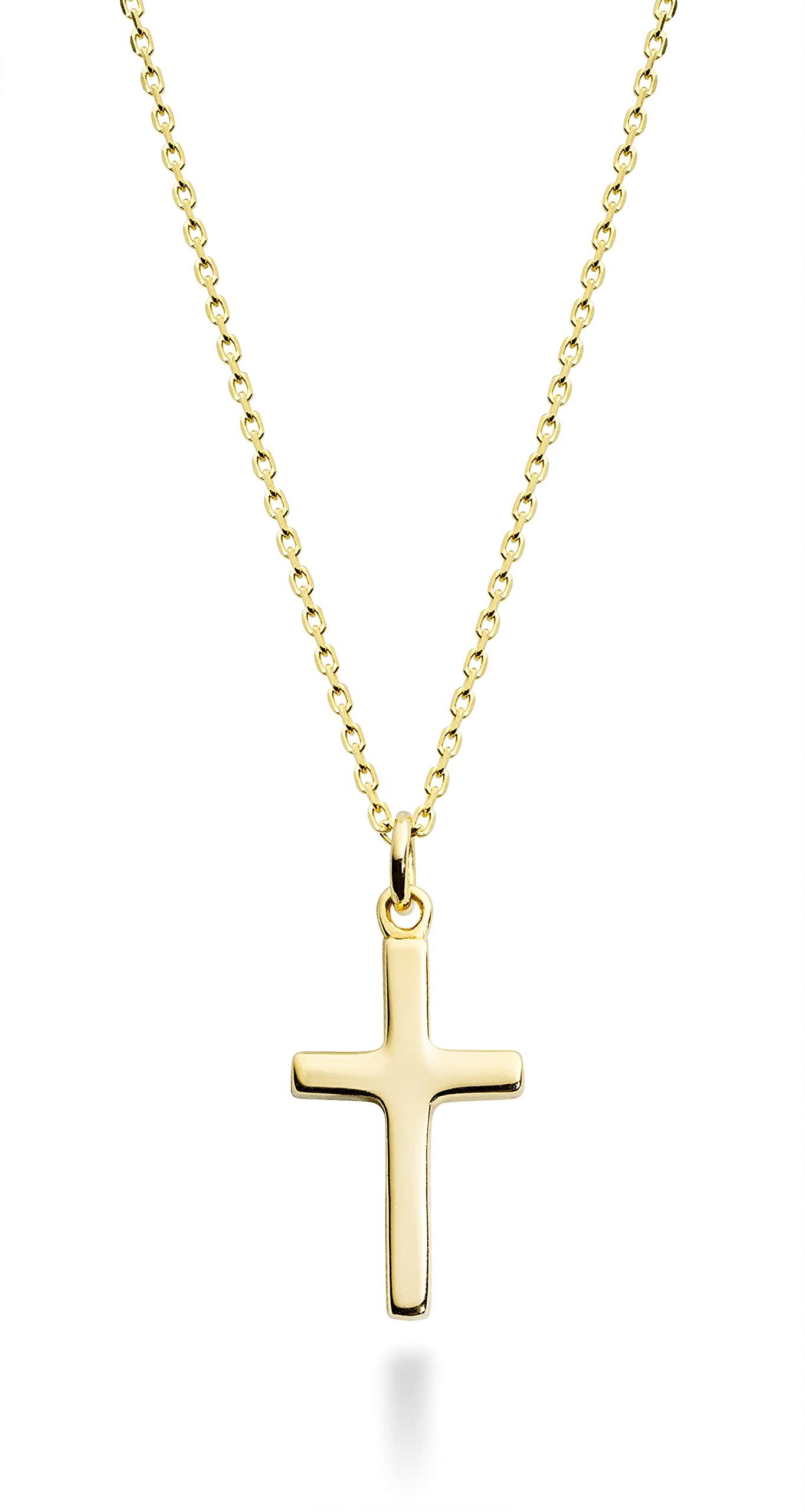 

Miabella Italian 925 Sterling Silver or 18K Gold Plated Small Cross Pendant Necklace for Women, 18-inch Chain Included, Made in Italy, 22mm x 12mm,