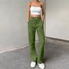 Women's Wide Leg Cargo Pants Flare Pants For Women Double Button Mid Waist Pants Trendy Fashion Casual Pants