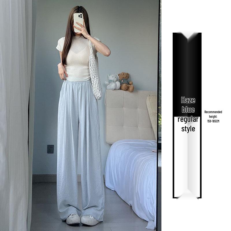 Yamamoto Blue High-Waisted Slimming Straight-Leg Textured Wide-Leg Pants 2025
