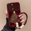 Christmas tree lanyards are suitable for iPhone 16 PRO large window phone cases, Huawei, OPPO, Xiaomi, VIVO Wine Red 15/17