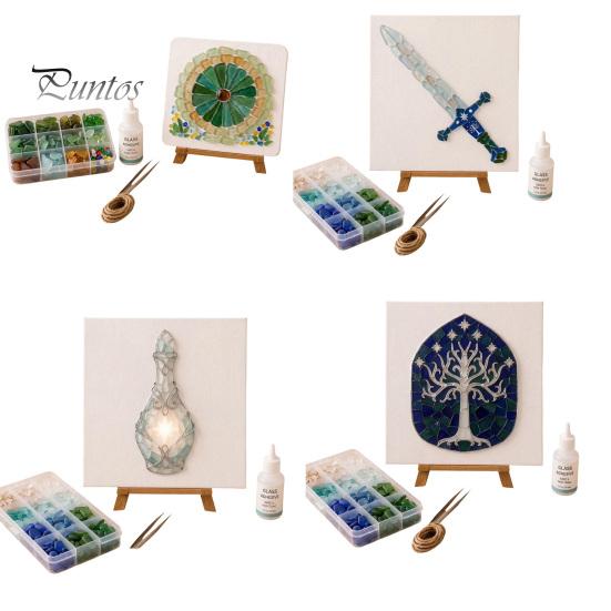 Sea Glass Art Project DIY Mosaic Kit, Fantasy Circular Door Tile Craft Indoor Crafting Projects Kit for Adults Beginners, Handmade Gift Desktop