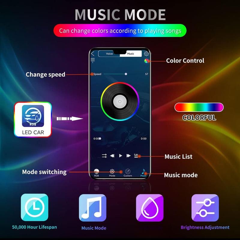 Universal LED Grille Lights with APP Control DIY RGB Decorative Light Kit for Tacoma TRD 2016- DRL Car Pickup Truck SUV 12V