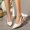 Women's Baotong Sandals Spring New Pointed Head Shallow Mouth Rivets with A Word Anti-slip Wear-resistant High Heels