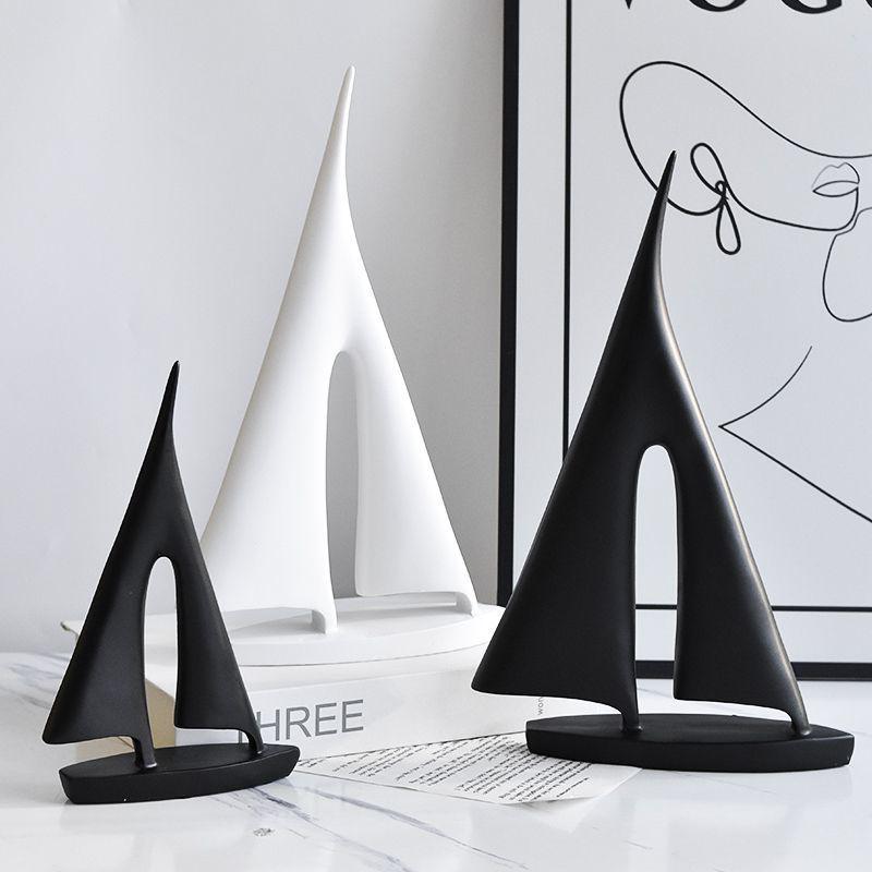 Sleek Minimalist Sailboat Resin Sculpture for Home and Office