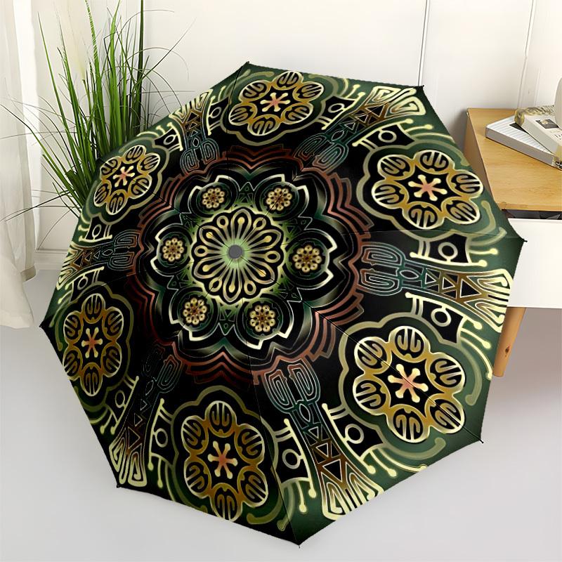 1pc Mandala Pattern Automatic Folding Umbrella. Portable collapsible design, Best  birthday festival gift yy250924126