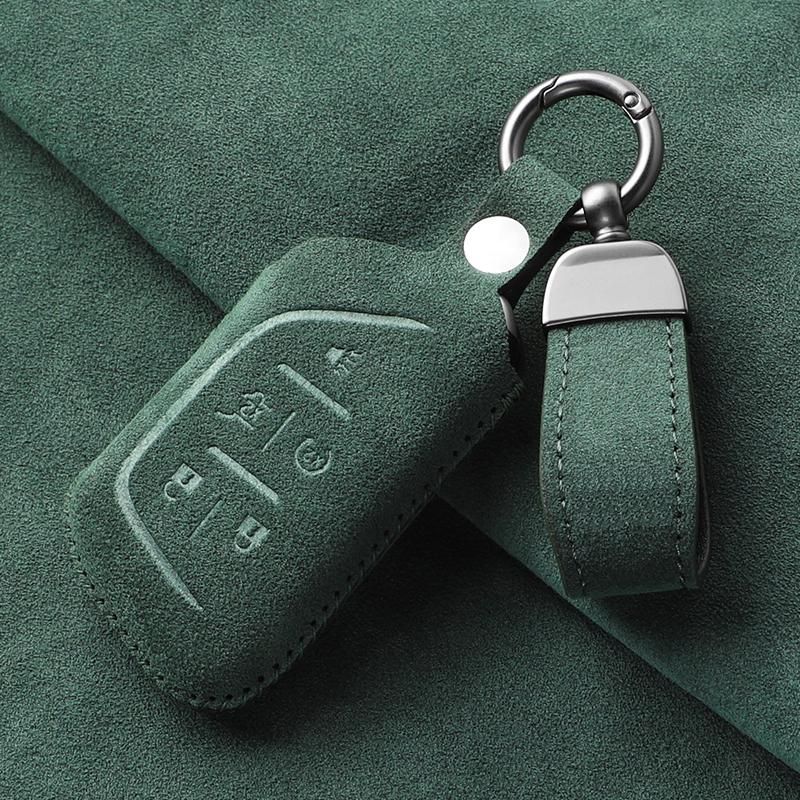 Suede Leather Car Key Case For Cadillac CTS CT4 CT5 Escalade 2021 2022 2023 Key Fobs Protector Cover Holder Shell Accessories