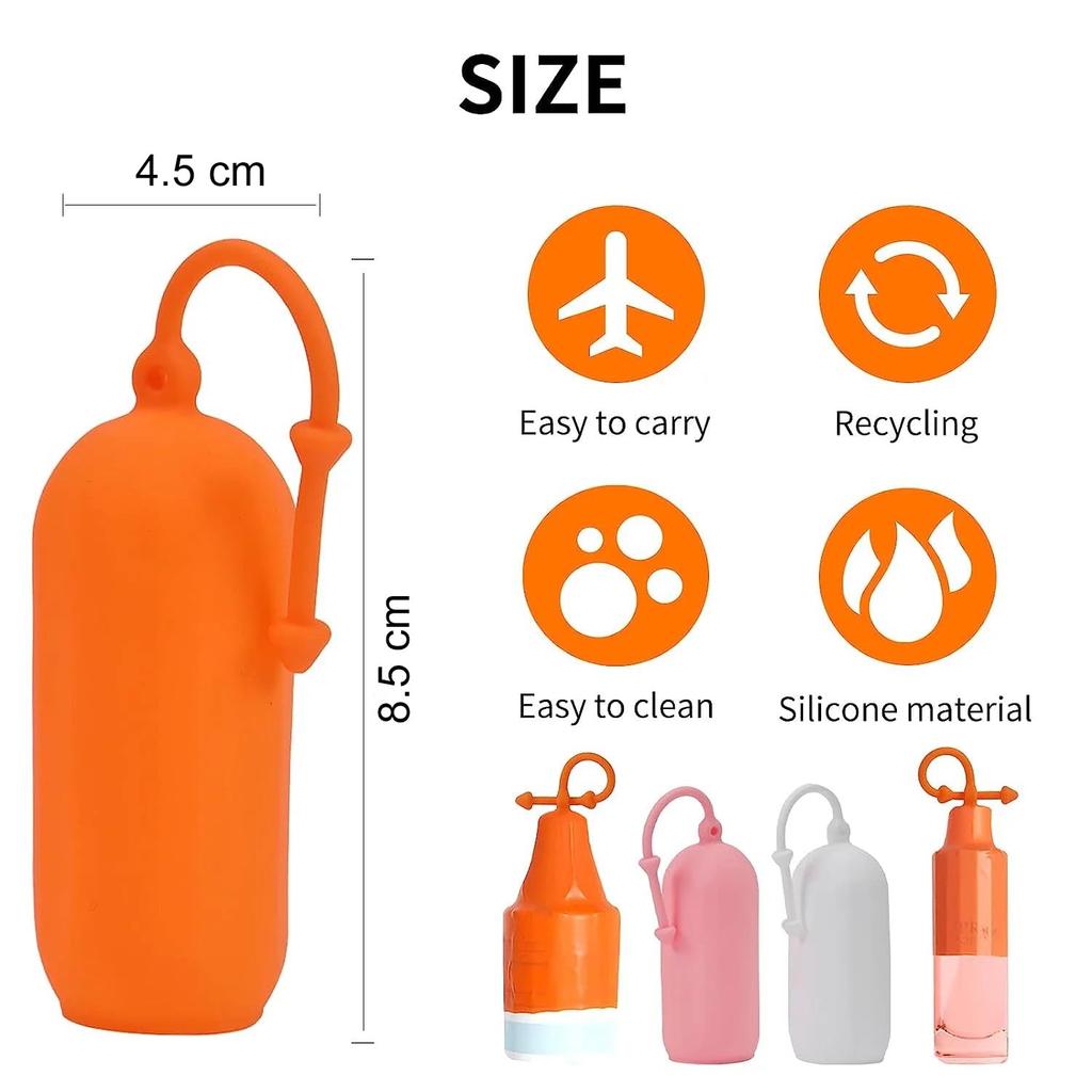 INOVERA (LABEL) 8 Pieces Travel Bottle Covers - Leak Proof Bottles Sleeves - Reusable Elastic Cover for Toiletry, Shampoo & Lotion Containers (Mult