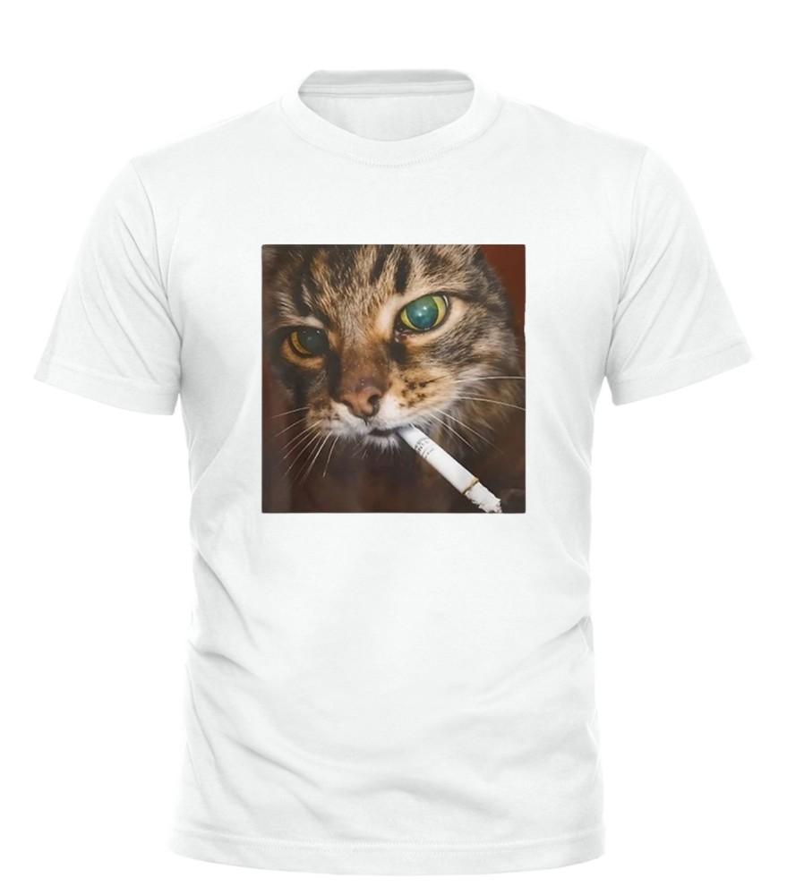 Funny Smoking Cat Cigarette Kitty Meme Cat Lover unisex TShirt All sizes Tee Unisex T-Shirt S