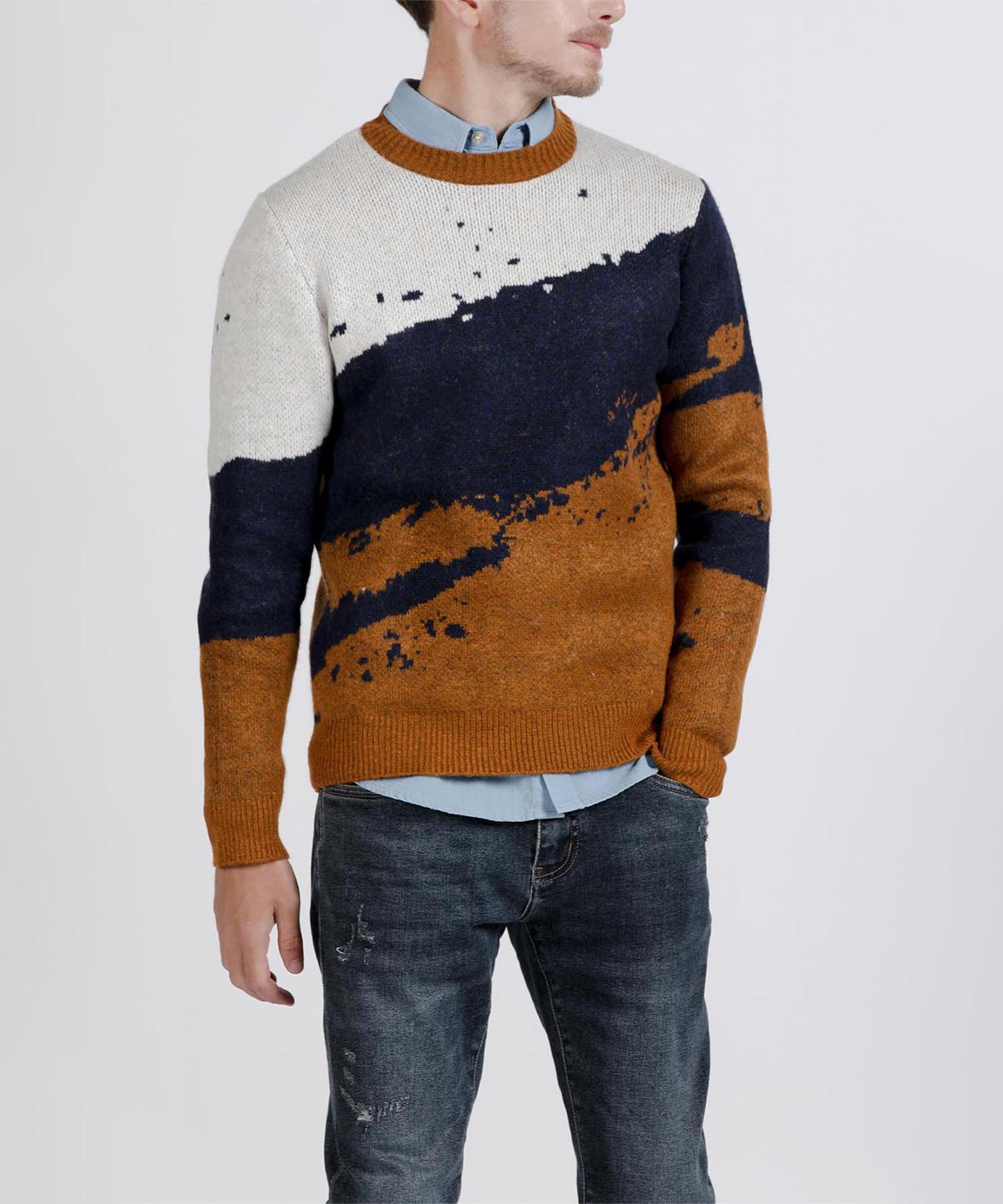 Panicalle Pattern Knit Sweater 2 Colors Gray/L