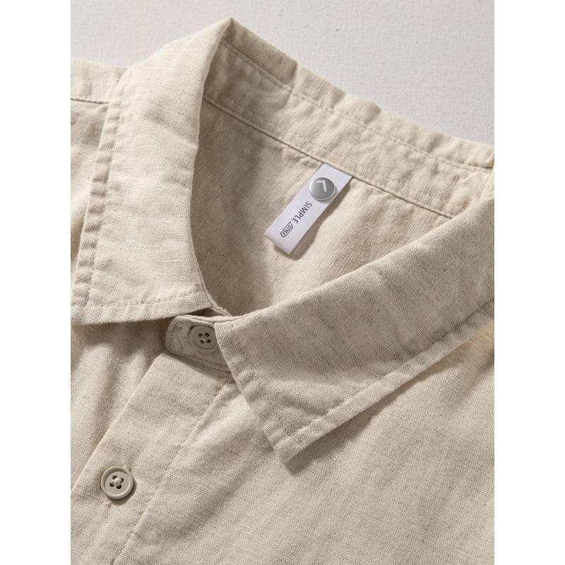 Linen Shirt Men's Short-Sleeved Summer Thin Breathable Chinese Style Linen Top Solid Color Casual Loose Cotton and Linen Shirt