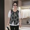 Korean Summer Lace Crochet Leaf Vest Spliced Women's Loose Pullover Top