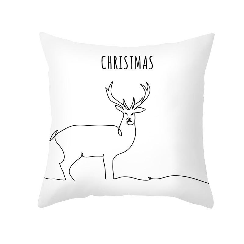 Nordic Christmas Pillow Cover Simple Printed Lines Elk Series Sofa Office Pillow Cushion Cover