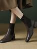 Franske retro tynne støvletter dame tykk hæl korte støvletter firkantet tå medium hæl elastiske sokkestøvletter slanke Martin-støvletter utenlandsk stil super allsidige