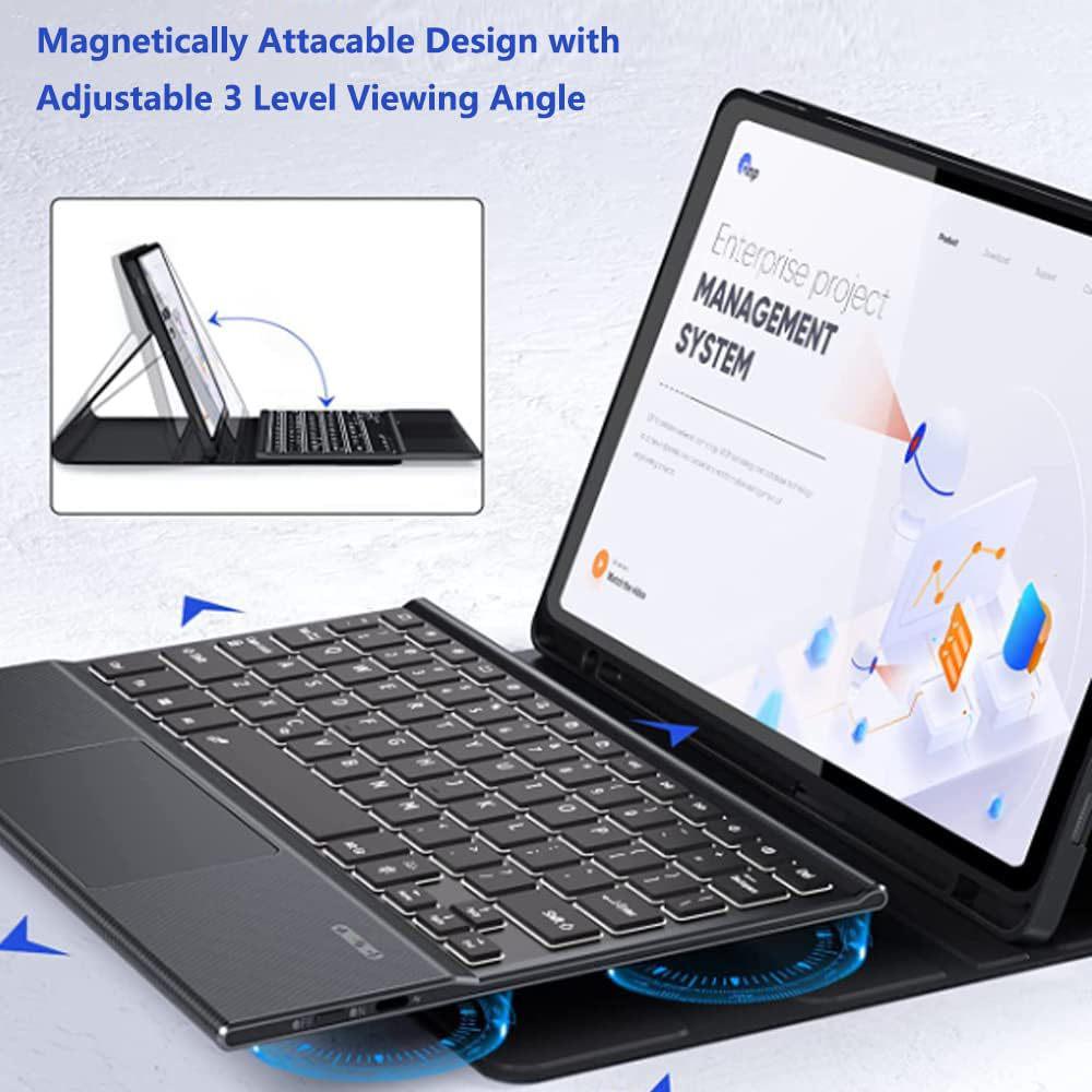 Samsung Tab A11 Touch Backlit A9 Bluetooth Keyboard Protective Case with Pen Slot - X133/X135